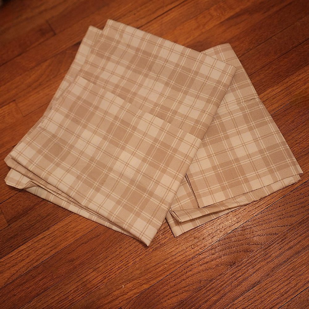 Lauren Ralph Lauren nude and white plaid oversized 100% cotton pillowcases